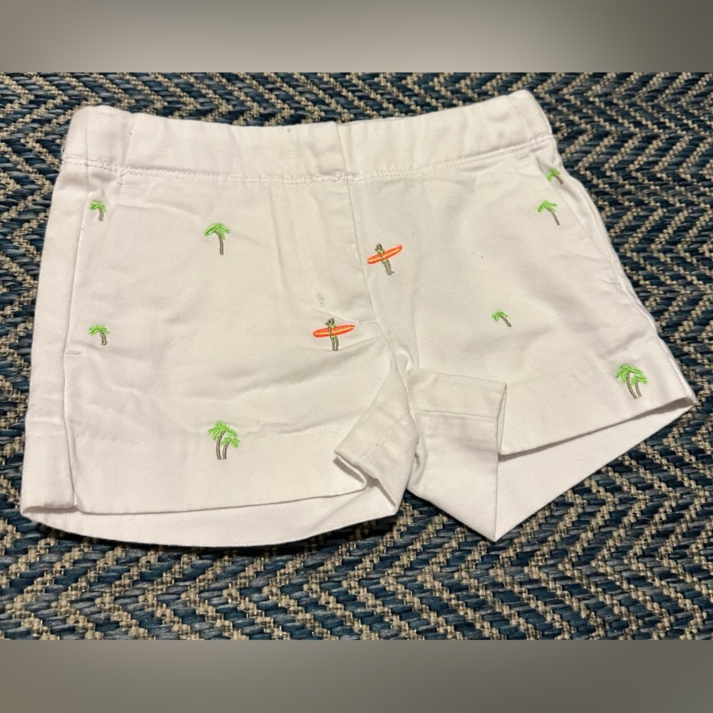 Crewcuts White Surfer and Palm Tree Embroidered Shorts 🏄🏻‍♀️